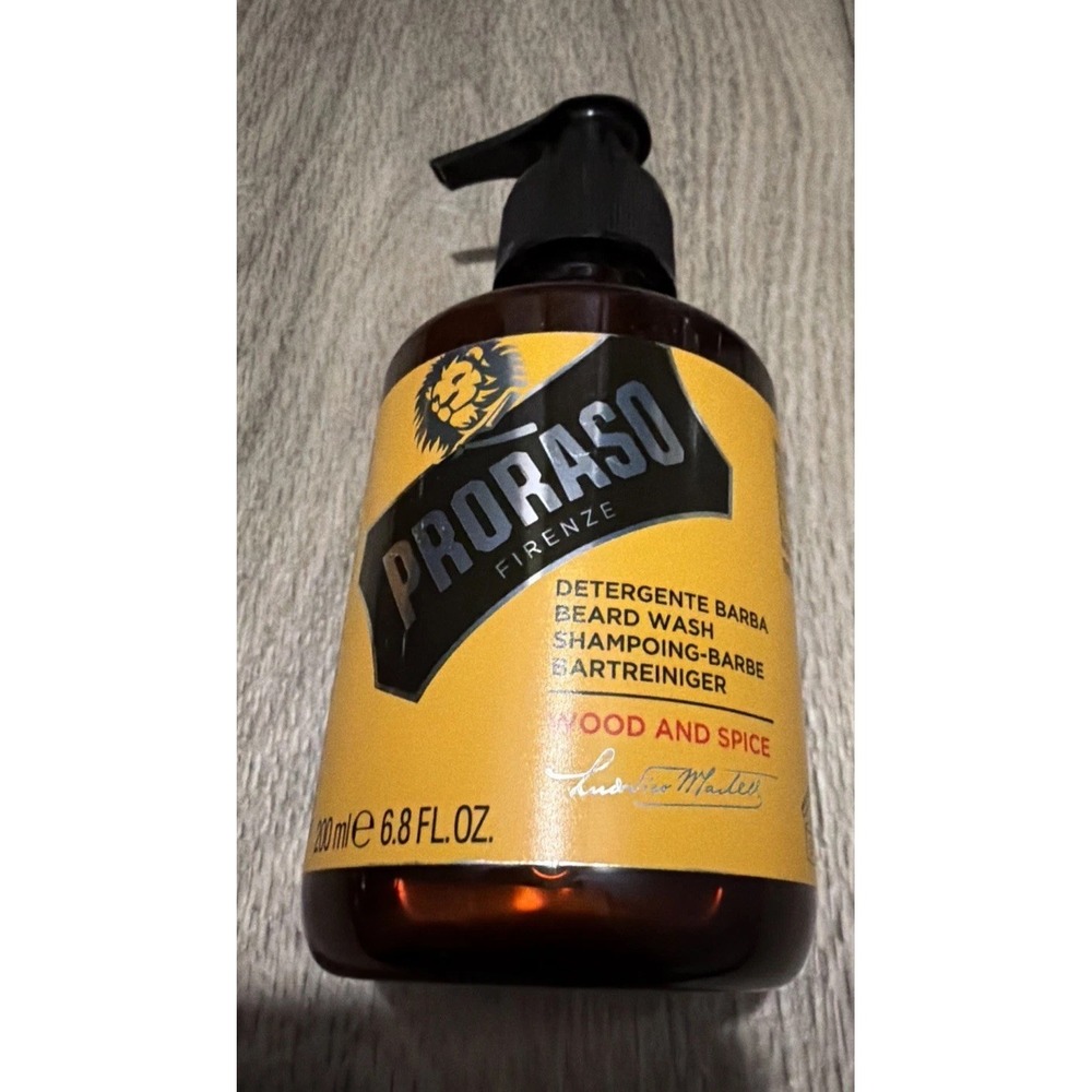 PRORASO Single Blade Wood and Spice Beard Wash 200ml,  Gentle Cleanser For Men